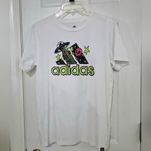 Adidas Youth White Tee with Alien Graphic